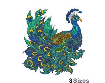 豪華な孔雀の機械刺繍デザイン - 3 サイズ - Etsy 日本