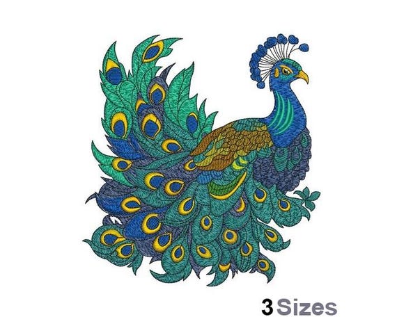 孔雀 - 機械刺繍デザイン - 3 サイズ - Etsy 日本