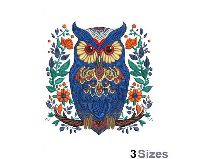Floral Owl - Machine Embroidery Design - 3 Sizes - Etsy