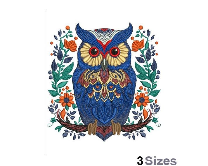 Floral Owl - Machine Embroidery Design - 3 Sizes - Etsy