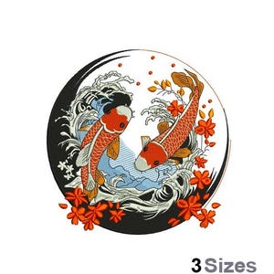 Koi Fish - Machine Embroidery Design - 3 Sizes