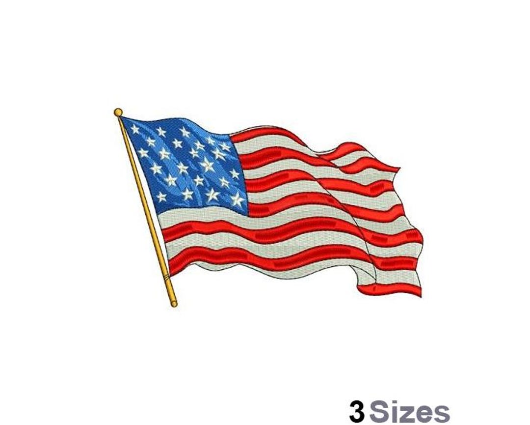 American Flag - Machine Embroidery Design - 3 Sizes, USA Flag ...