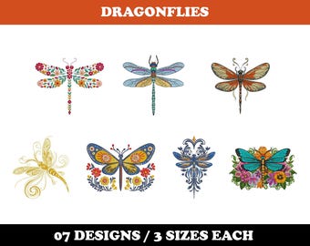 Dragonflies (7 Designs) - Machine Embroidery Bundle