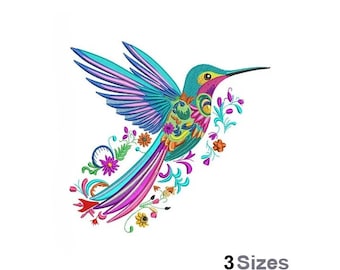 Hummingbird - Machine Embroidery Design - 3 Sizes