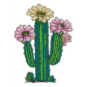 Cactus Blooms - Machine Embroidery Design - 3 Sizes, Southwest design, Desert design