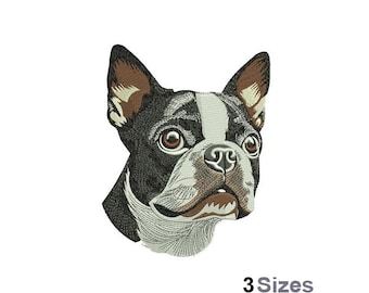 Boston Terrier - Machine Embroidery Design - 3 Sizes