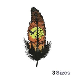 Sunset Scene Feather - Machine Embroidery Design - 3 Sizes