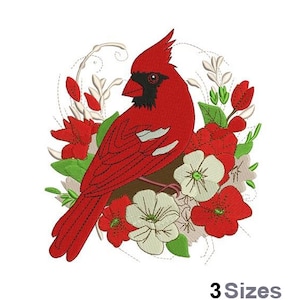 Kardinal Blumen - Stickdatei für die Stickmaschine - 3 Grössen