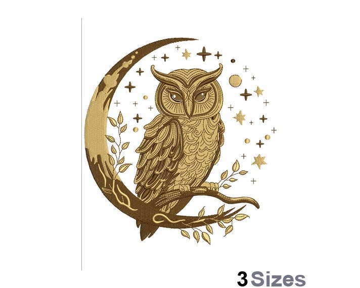 Night Owl - Machine Embroidery Design - 3 Sizes