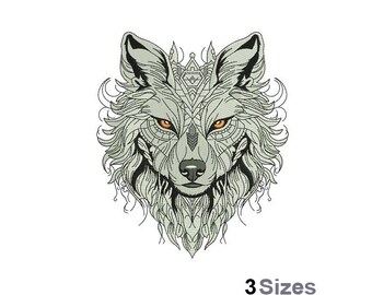 Wolfskopf - Stickdatei für die Stickmaschine - in 3 Grössen