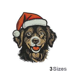 Christmas Dog Head - Machine Embroidery Design - 3 Sizes