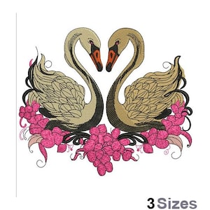Swan Couple - Machine Embroidery Design - 3 Sizes