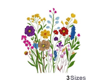 Wildflower Garden Symphony - Machine Embroidery Design - 3 Sizes