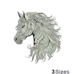 Feather Horse Head - Machine Embroidery Design - 3 Sizes