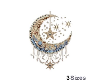 三日月と星の刺繍デザイン、星と三日月の刺繍デザイン、イスラム教の