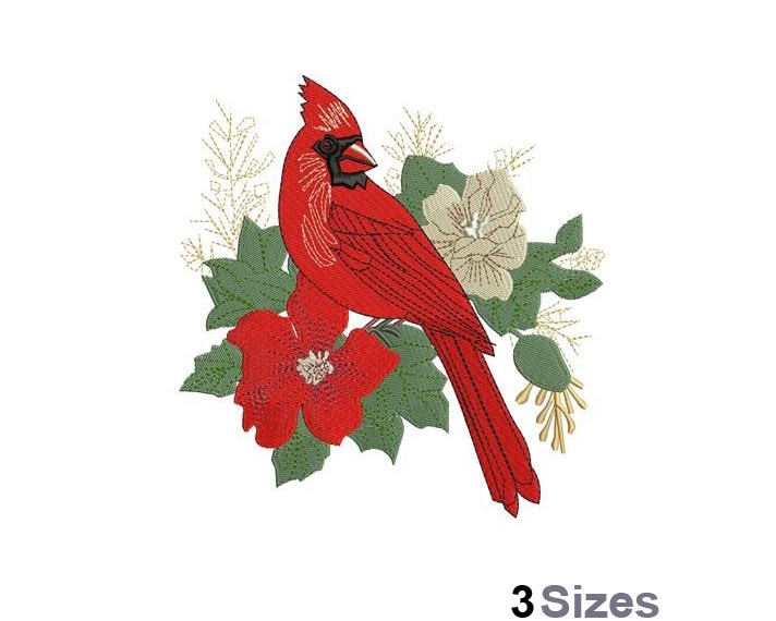 Cardinal Machine Design Cardinal - Machine Embroidery Design - 3 Sizes - Etsy