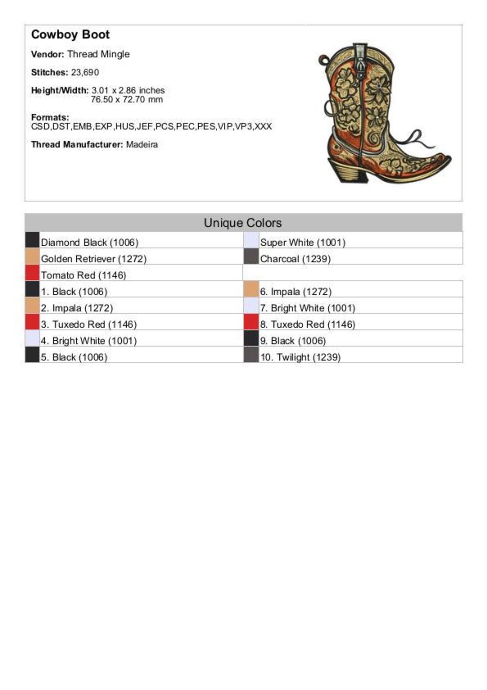 Cowboy Boot Machine Cowboy Boot - Machine Embroidery Design - 3 Sizes - Etsy
