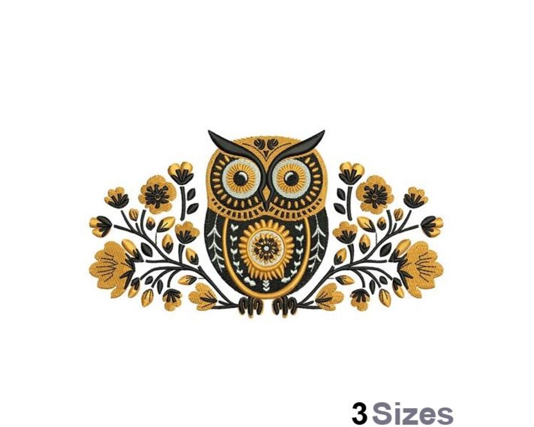 Owl Folk Art - Machine Embroidery Design - 3 Sizes - Etsy