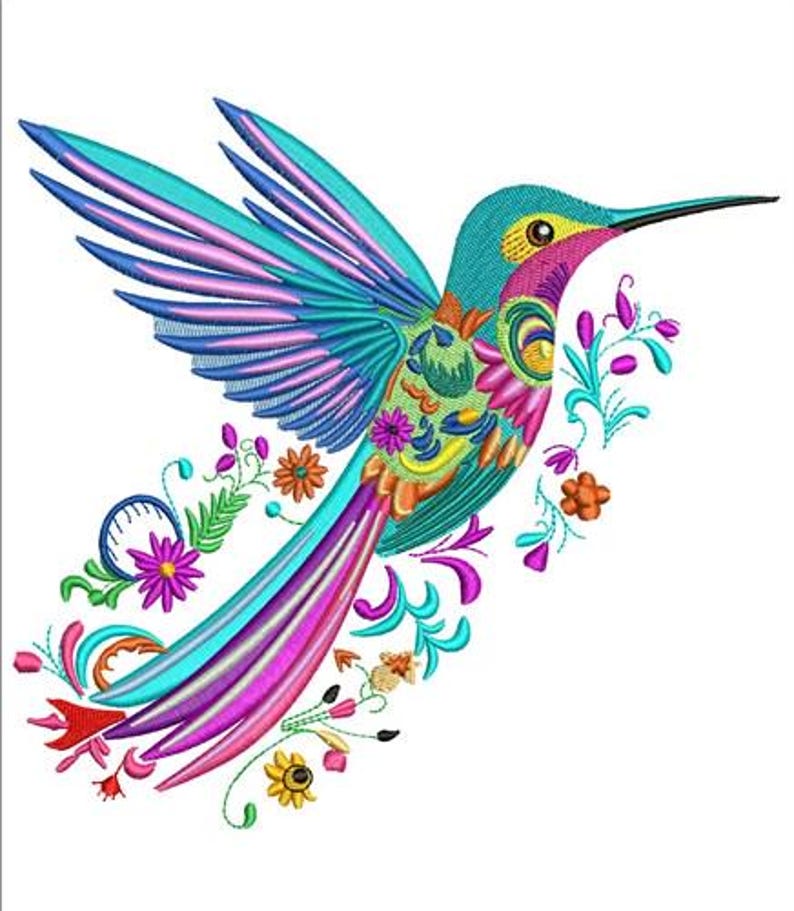 Hummingbirds (10 Designs) - Machine Embroidery Bundle, Tropical Bird ...