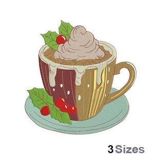 Hot Cocoa - Machine Embroidery Design - 3 Sizes