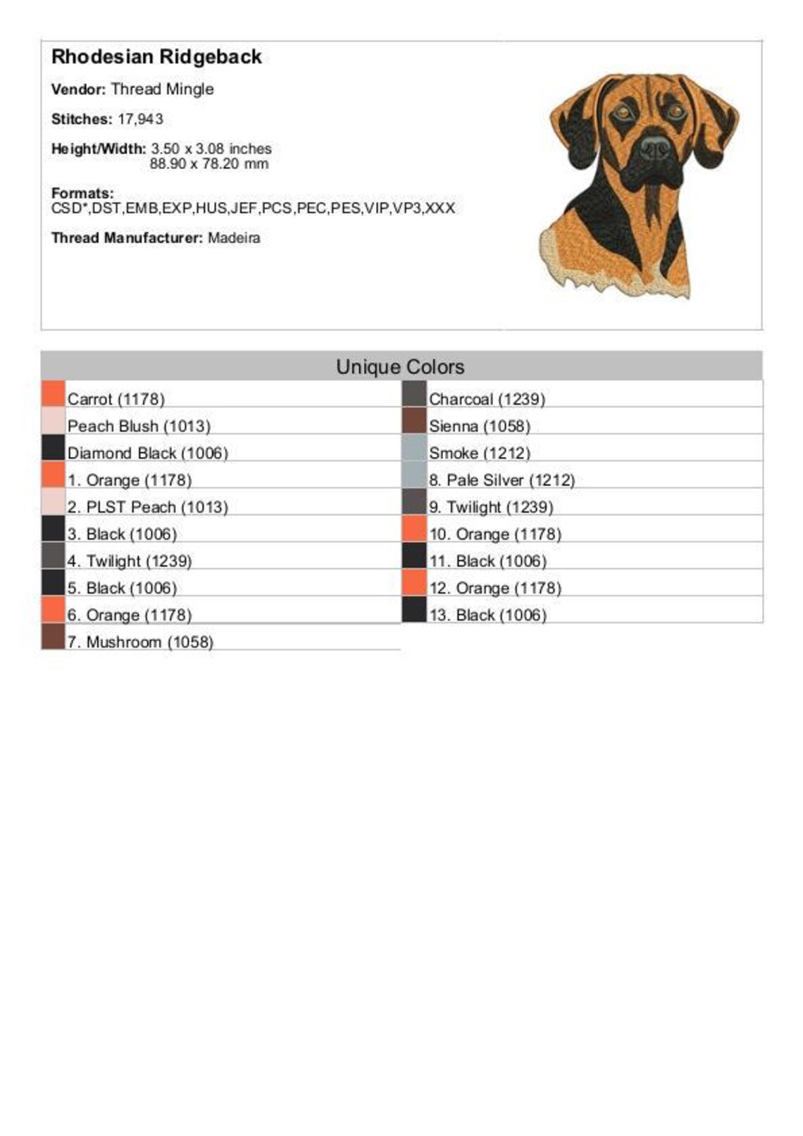 Rhodesian Ridgeback - Machine Embroidery Design - 3 Sizes - Etsy