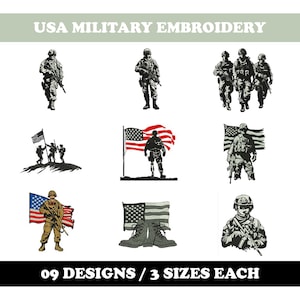 Usa Military (9 Designs) - Machine Embroidery Bundle, American Army, Navy, USMC Patterns