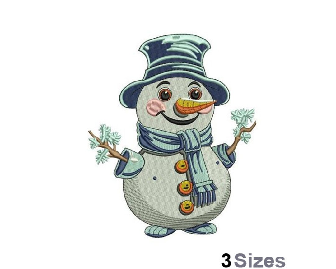 Happy Snowman - Machine Embroidery Design - 3 Sizes - Etsy