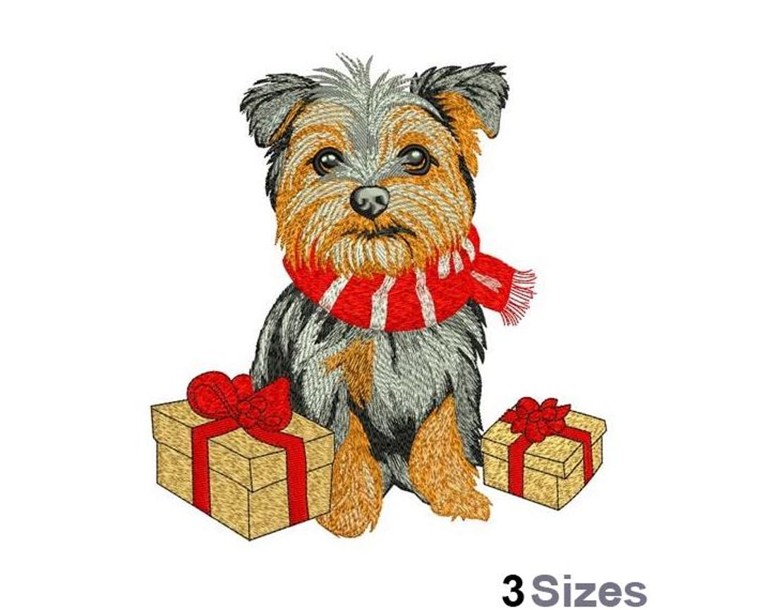 Festive Yorkie - Machine Embroidery Design - 3 Sizes - Etsy