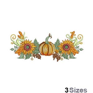 Sunflower Pumpkins - Machine Embroidery Design - 3 Sizes