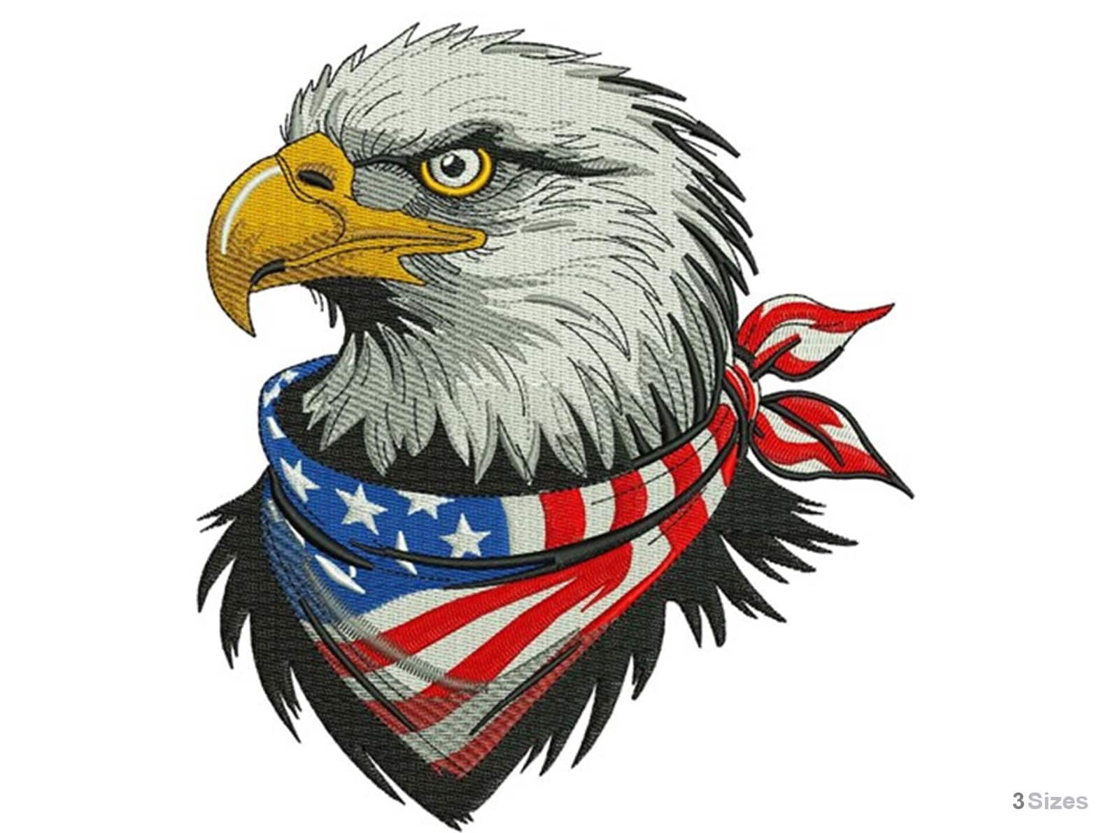 Patriotic Eagle - Machine Embroidery Design - 3 Sizes, USA Eagle ...