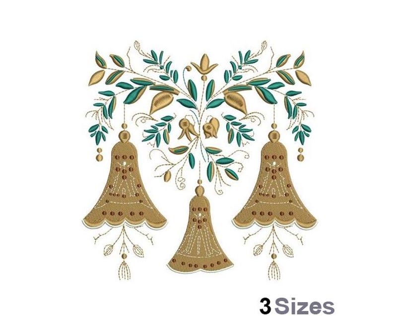 Holiday Bells Machine Embroidery Design 3 Sizes Etsy