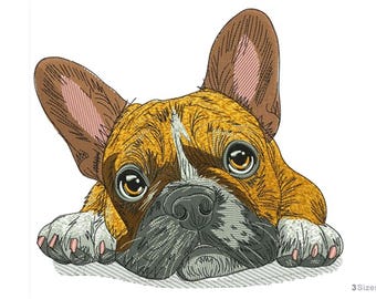 Cute French Bulldog - Machine Embroidery Design - 3 Sizes, Frenchie Bulldog design