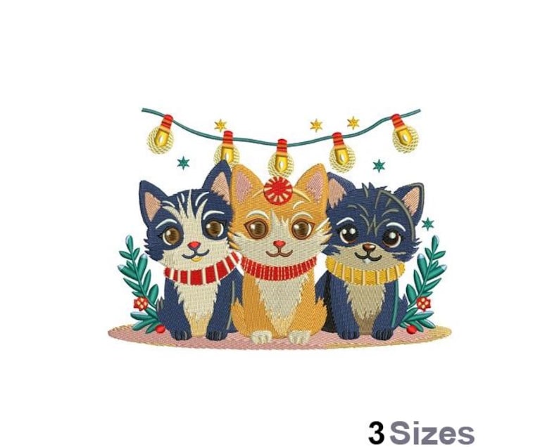 Christmas Cats Machine Embroidery Design 3 Sizes Etsy