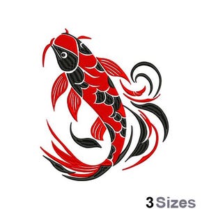 Japanese Koi Fish - Machine Embroidery Design - 3 Sizes