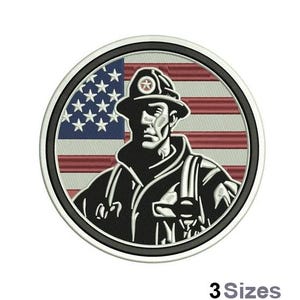 Usa Firefighter - Machine Embroidery Design - 3 Sizes