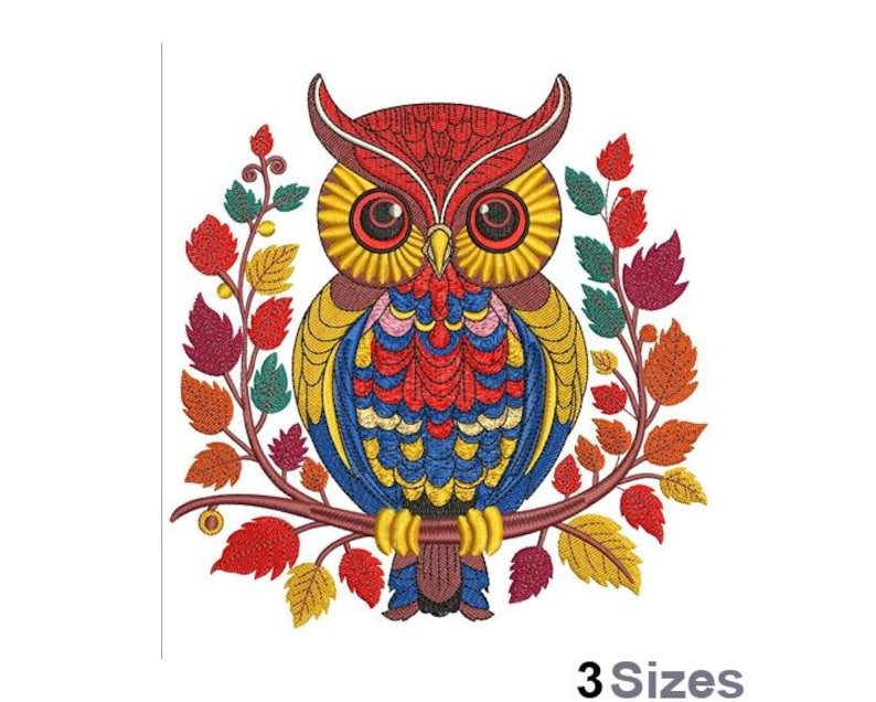 Fall Owl Machine Embroidery Design 3 Sizes - Etsy