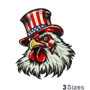 Patriotic Rooster - Machine Embroidery Design - 3 Sizes