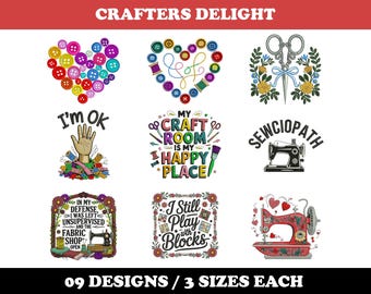 Crafters Delight (9 Designs) - Machine Embroidery Bundle