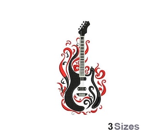 Electric Guitar - Machine Embroidery Design - 3 Sizes