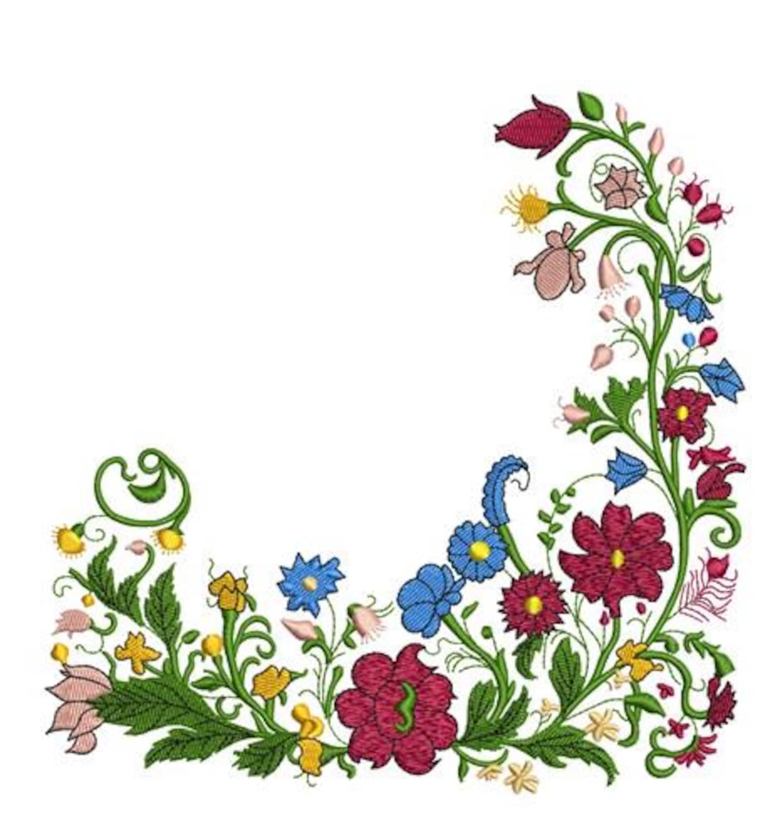 Beautiful Corners (9 Designs) - Machine Embroidery Bundle, Floral ...