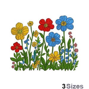 Floral Meadow Border - Machine Embroidery Design - 3 Sizes
