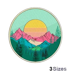 Mountain Sunrise - Machine Embroidery Design - 3 Sizes