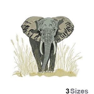 African Elephant - Machine Embroidery Design - 3 Sizes