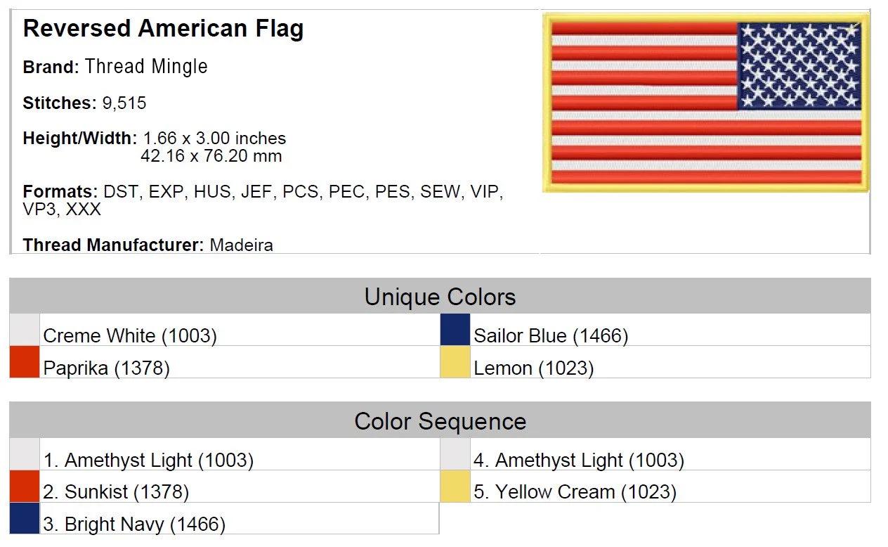 American Flags (10 Sizes) - Machine Embroidery Design, Reversed USA ...