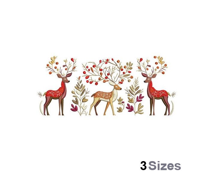 Reindeer - Machine Embroidery Design - 3 Sizes