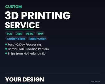Custom 3D Printing Service | PLA ABS PETG | Prototype & Replacement Parts | Multi-Color | Europe