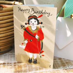 Tarjeta de gato indio | Tarjeta de gato | Tarjeta de cumpleaños para niñas | Tarjeta de gato | Malicioso | Feliz cumpleaños | Amante de los gatos | gato indio