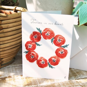 Carte Couronne de coquelicots | Condoléances | Mes plus sincères condoléances | Bonne chance | Sincères condoléances | Sympathie