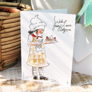 Belgische Waffel-Grußkarte | Touristenkarte aus Belgien | Belgische Waffel-Geschenkkarte | Mit Liebe aus Belgien | Tourismus Belgien