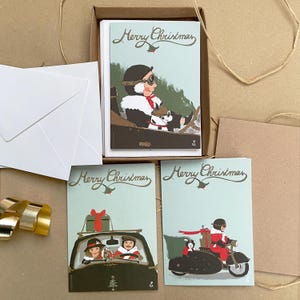OLDTIMER コレクション セット | 手描きのオリジナルの甘くて面白いクリスマス カード | 過去のクリスマスを振り返ります...